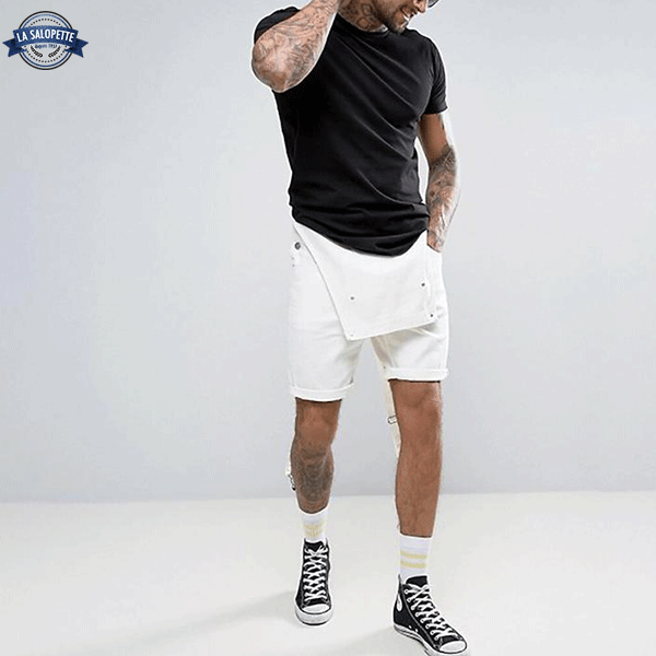 Salopette Short Blanche Homme La Salopette LA SALOPETTE