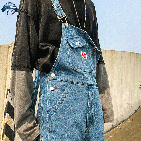 Salopette en jean à bretelles volantées fille - denim stone | Tape à l'oeil